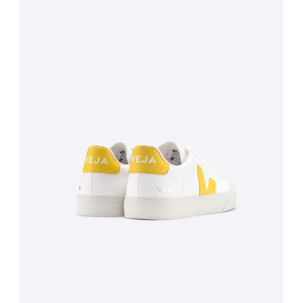 White/Yellow Men's Veja CAMPO CHROMEFREE Low Tops Sneakers | AU 298QMA